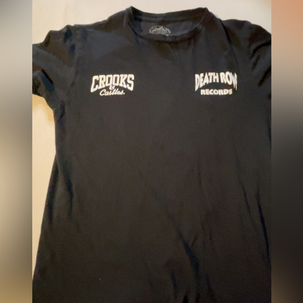 Crooks & Castles Black Tee with Death Row Records Logo